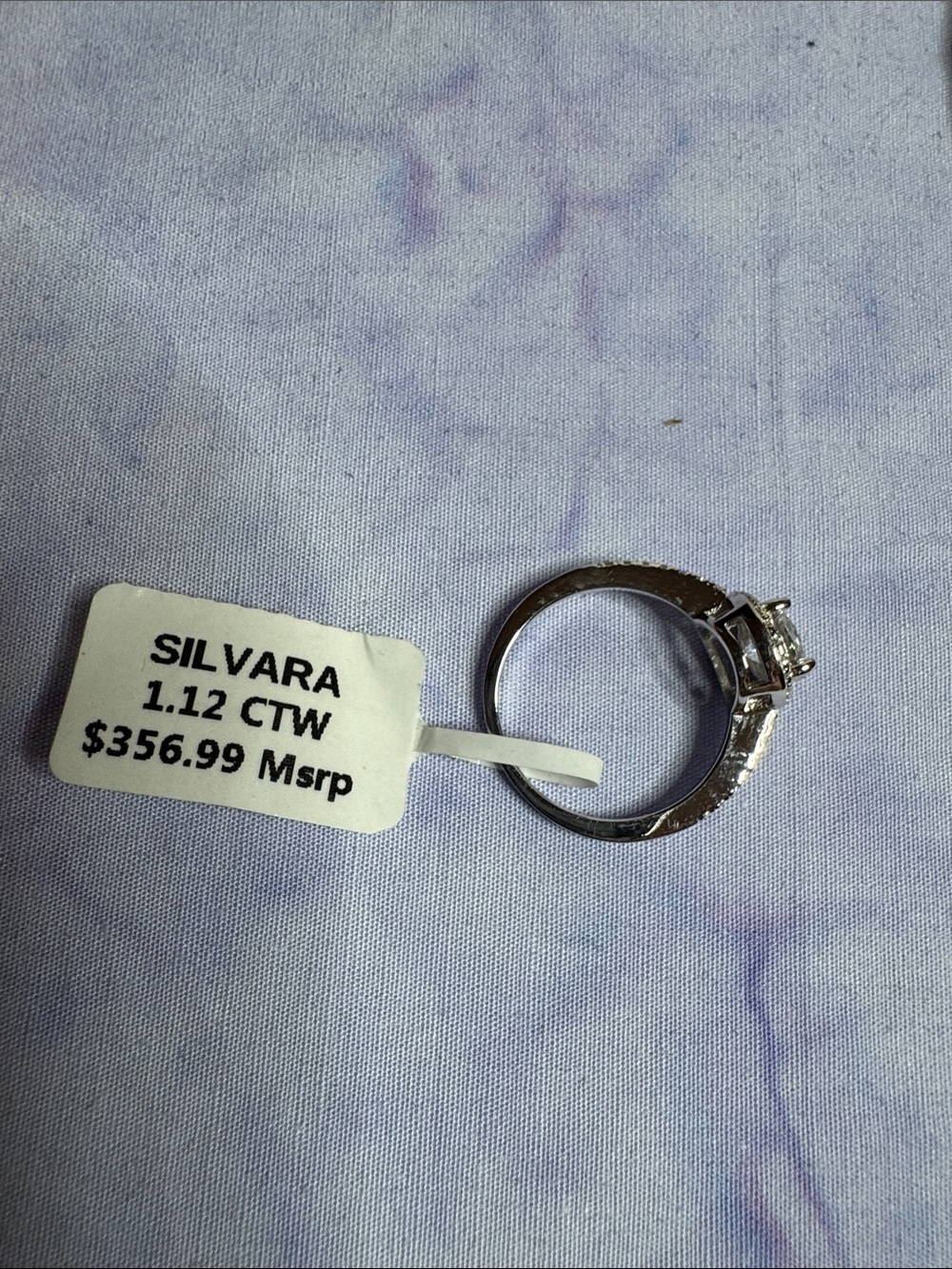 1.12 CTW Round Halo 925 Silver Ring - Picture 2 of 4